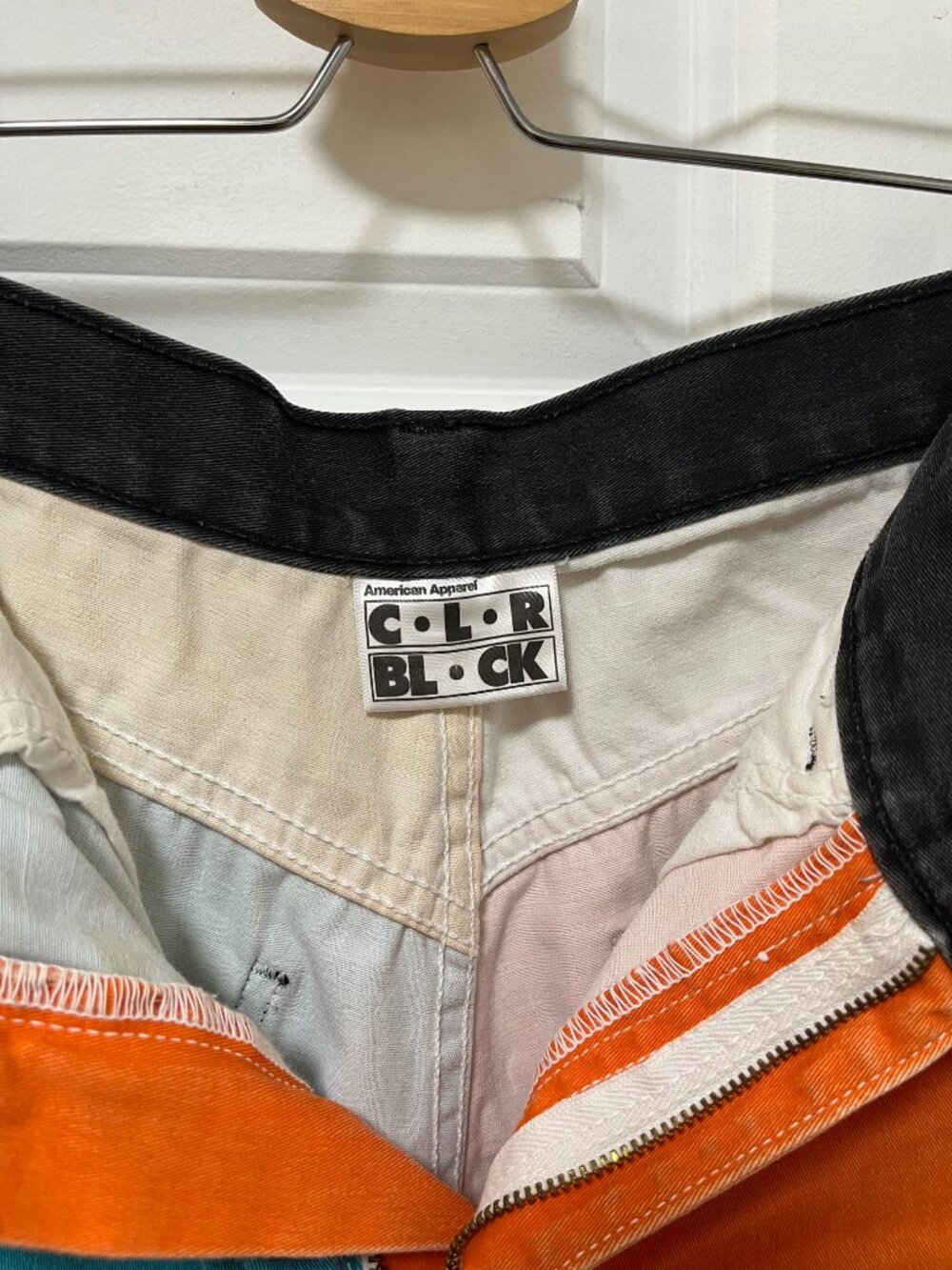 Vintage American Apparel Color Block High Waisted Denim Shorts - Picture 3 of 4